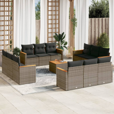 vidaXL 13 részes szürke polyrattan kerti ülőgarnitúra párnákkal kerti bútor