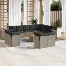 vidaXL 13 részes szürke polyrattan kerti ülőgarnitúra párnákkal kerti bútor