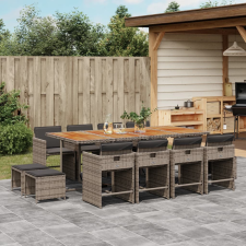 vidaXL 13 részes szürke polyrattan kerti ülőgarnitúra párnákkal kerti bútor