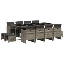 vidaXL 13 részes szürke polyrattan kerti ülőgarnitúra párnákkal kerti bútor