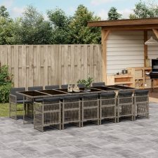 vidaXL 13 részes szürke polyrattan kerti ülőgarnitúra párnákkal kerti bútor