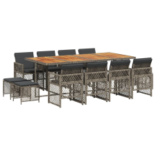 vidaXL 13 részes szürke polyrattan kerti ülőgarnitúra párnákkal (3210806) kerti bútor