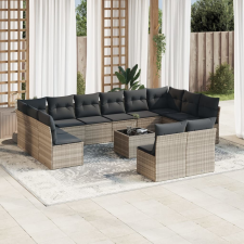 vidaXL 13 részes világosszürke polyrattan kerti ülőgarnitúra párnákkal kerti bútor