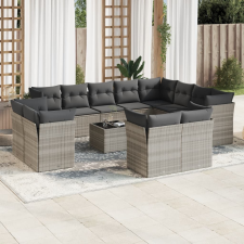 vidaXL 13 részes világosszürke polyrattan kerti ülőgarnitúra párnákkal kerti bútor