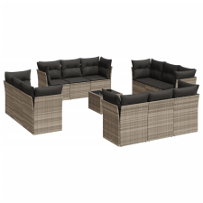 vidaXL 13 részes világosszürke polyrattan kerti ülőgarnitúra párnákkal (3249181) kerti bútor