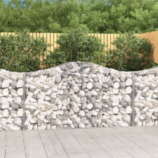 vidaXL 14 db íves horganyzott vas gabion kosár 200x30x100/120 cm kerti tárolás