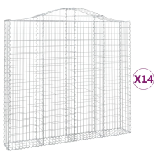 vidaXL 14 db íves horganyzott vas gabion kosár 200x30x180/200 cm (3145526) kerti tárolás