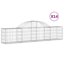 vidaXL 14 db íves horganyzott vas gabion kosár 200x30x40/60 cm kerti tárolás