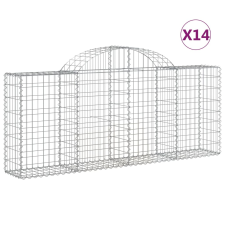 vidaXL 14 db íves horganyzott vas gabion kosár 200x30x80/100 cm (3146101) kerti tárolás