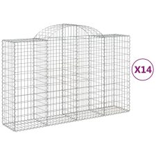 vidaXL 14 db íves horganyzott vas gabion kosár 200x50x120/140 cm (3146353) kerti tárolás