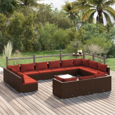 vidaXL 14 részes barna polyrattan kerti ülőgarnitúra párnákkal kerti bútor