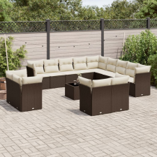 vidaXL 14 részes barna polyrattan kerti ülőgarnitúra párnákkal kerti bútor