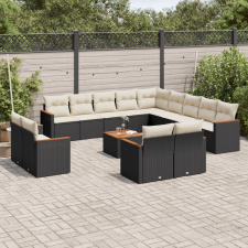 vidaXL 14 részes fekete polyrattan kerti ülőgarnitúra párnákkal kerti bútor
