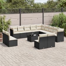 vidaXL 14 részes fekete polyrattan kerti ülőgarnitúra párnákkal kerti bútor