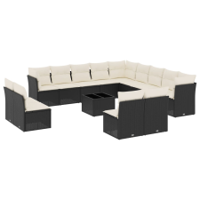 vidaXL 14 részes fekete polyrattan kerti ülőgarnitúra párnákkal (3218496) kerti bútor