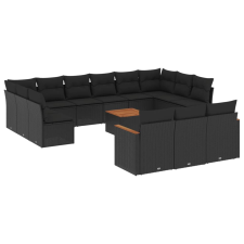 vidaXL 14 részes fekete polyrattan kerti ülőgarnitúra párnákkal (3226461) kerti bútor