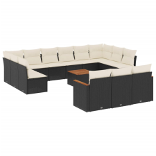 vidaXL 14 részes fekete polyrattan kerti ülőgarnitúra párnákkal (3226462) kerti bútor