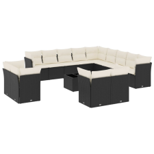 vidaXL 14 részes fekete polyrattan kerti ülőgarnitúra párnákkal (3250395) kerti bútor