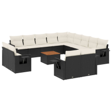 vidaXL 14 részes fekete polyrattan kerti ülőgarnitúra párnákkal (3257169) kerti bútor