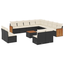 vidaXL 14 részes fekete polyrattan kerti ülőgarnitúra párnákkal (3260572) kerti bútor