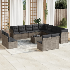 vidaXL 14 részes szürke polyrattan kerti ülőgarnitúra párnákkal kerti bútor