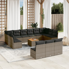 vidaXL 14 részes szürke polyrattan kerti ülőgarnitúra párnákkal kerti bútor