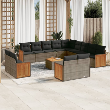 vidaXL 14 részes szürke polyrattan kerti ülőgarnitúra párnákkal kerti bútor