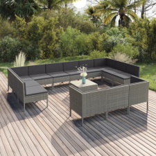 vidaXL 14 részes szürke polyrattan kerti ülőgarnitúra párnákkal kerti bútor