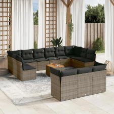 vidaXL 14 részes szürke polyrattan kerti ülőgarnitúra párnákkal kerti bútor