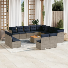 vidaXL 14 részes szürke polyrattan kerti ülőgarnitúra párnákkal kerti bútor