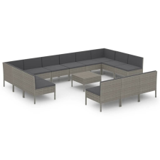 vidaXL 14 részes szürke polyrattan kerti ülőgarnitúra párnákkal (3094618) kerti bútor