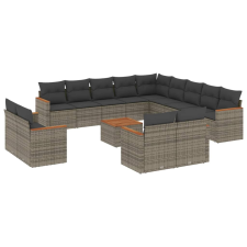 vidaXL 14 részes szürke polyrattan kerti ülőgarnitúra párnákkal (3226536) kerti bútor