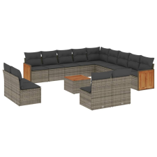 vidaXL 14 részes szürke polyrattan kerti ülőgarnitúra párnákkal (3228174) kerti bútor
