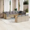 vidaXL 14 részes vegyes bézs polyrattan kerti ülőgarnitúra párnával