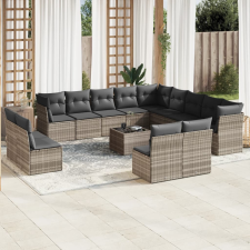 vidaXL 14 részes világosszürke polyrattan kerti ülőgarnitúra párnával kerti bútor