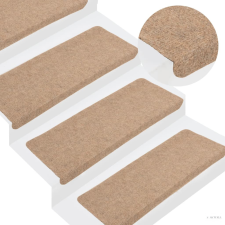 vidaXL 15 db bézs öntapadó lépcsőszőnyeg 65x24,5x3,5 cm lakástextília
