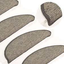 vidaXL 15 db bézs-szürke öntapadó lépcsőszőnyeg 56x17x3 cm lakástextília