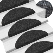 vidaXL 15 db fekete, öntapadós lépcsőszőnyeg 56 x 20 x 4 cm lakástextília