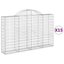 vidaXL 15 db íves horganyzott vas gabion kosár 200x30x120/140 cm (3146144) kerti tárolás