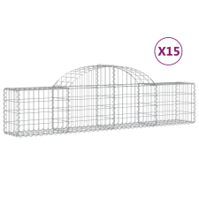 vidaXL 15 db íves horganyzott vas gabion kosár 200x30x40/60 cm kerti tárolás