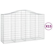 vidaXL 15 db íves horganyzott vas gabion kosár 200x50x120/140 cm (3145674) kerti tárolás