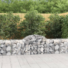 vidaXL 15 db íves horganyzott vas gabion kosár 200x50x60/80 cm kerti dekoráció