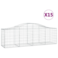 vidaXL 15 db íves horganyzott vas gabion kosár 200x50x60/80 cm (3145611) kerti tárolás
