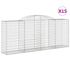 vidaXL 15 db íves horganyzott vas gabion kosár 300x50x120/140 cm (3146731) kerti tárolás