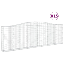 vidaXL 15 db íves horganyzott vas gabion kosár 400x30x120/140 cm (3145848) kerti tárolás