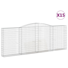 vidaXL 15 db íves horganyzott vas gabion kosár 400x30x140/160 cm (3146901) kerti tárolás