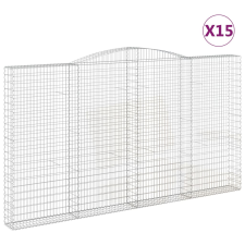 vidaXL 15 db íves horganyzott vas gabion kosár 400x30x220/240 cm kerti tárolás