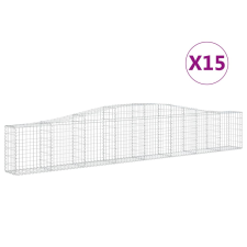 vidaXL 15 db íves horganyzott vas gabion kosár 400x30x60/80 cm (3145809) kerti tárolás