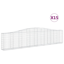 vidaXL 15 db íves horganyzott vas gabion kosár 400x30x80/100 cm (3145822) kerti tárolás