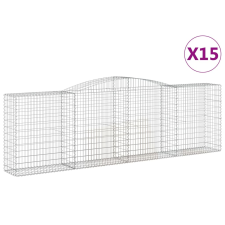vidaXL 15 db íves horganyzott vas gabion kosár 400x50x120/140 cm (3147018) kerti tárolás